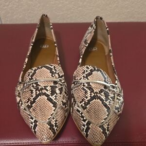 BP Beige and Black Snake Print Loafers